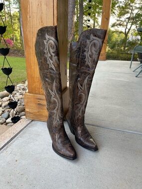 Dan Post Women's Jilted Knee-High Boots - Brown - Snip toe